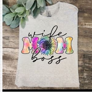 Mom wife boss shirt tie dye sunflower cute popular